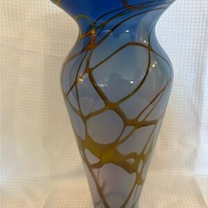 Scott Simmons Sunrise Glassworks Signed Hand-Blown Art Glass Vase 11”